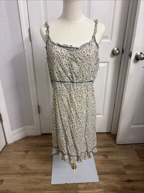 Funky People Cream Mini Dress with Blue Floral Print